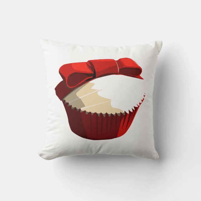 Röd sammetmuffin kudde (Framsida)