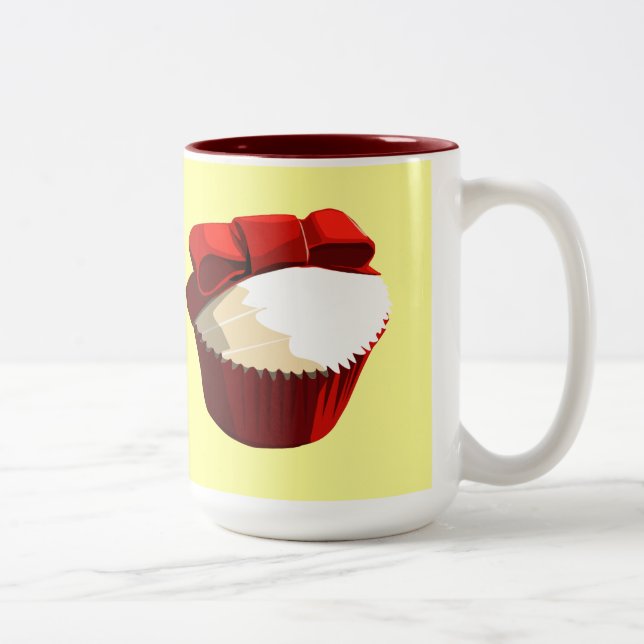 Röd sammetmuffin med pilbågemuggen Två-Tonad mugg (Höger)