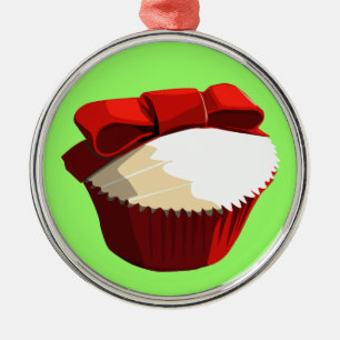Röd sammetmuffin med pilbågeprydnaden julgransprydnad metall
