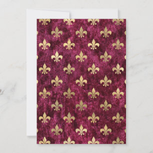 Röd sammets Fleur De Lis Mardi Gras Orleans-mönste Inbjudningar