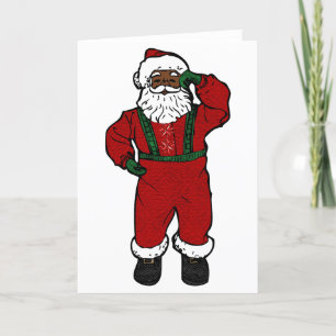 röd sammets svart tomte helgkort