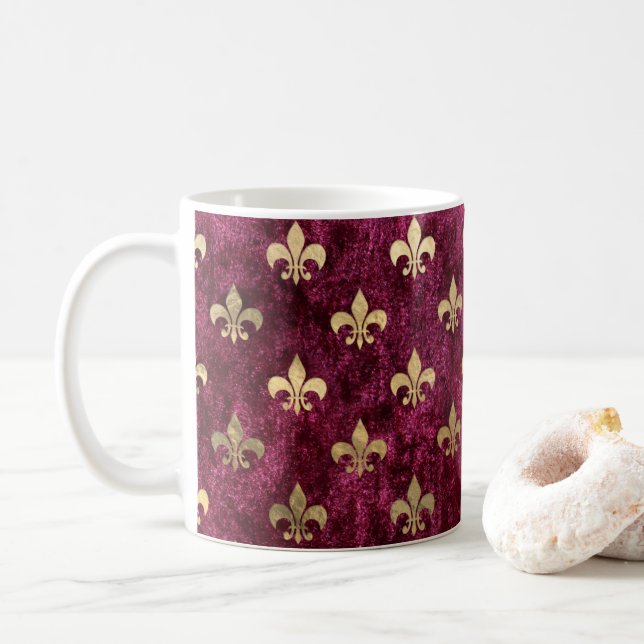 Röd sammetsblomma Fleur De Lis Mardi Gras Orleans- Kaffemugg (Med munk)