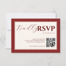 Röd sammetsmanus Klassisk randig bröllops-RSVP