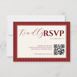 Röd sammetsmanus Klassisk randig bröllops-RSVP OSA Kort