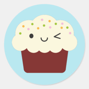 Röd samvet Kawaii Cupaka Runt Klistermärke