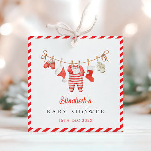 Röd Santa Baby Baby Shower Gåvor Etiketter