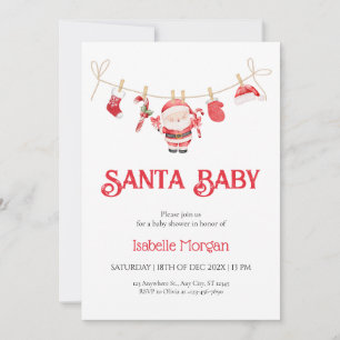 Röd Santa Baby Jul Baby Shower Inbjudan