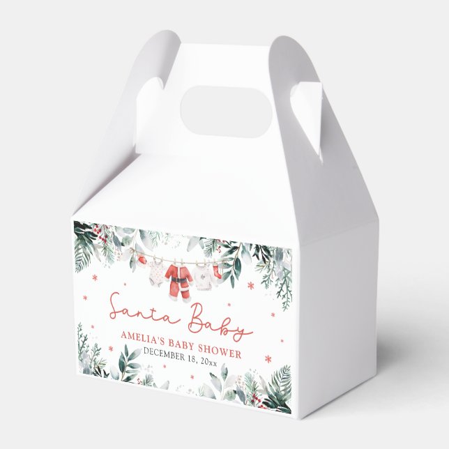 Röd Santa Baby Jul Babykläder Baby Shower Presentaskar (Framsidan Sidan)