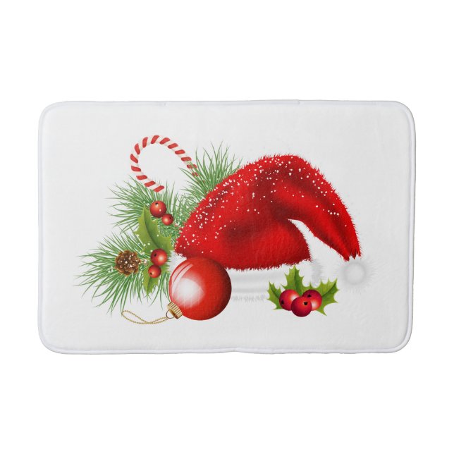 Röd Santa för jul hatt Badrumsmatta (Framsidan)
