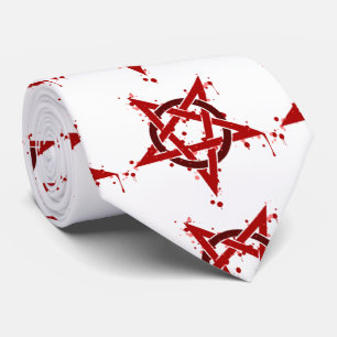 Röd Satanic prickig Pentagram Slips