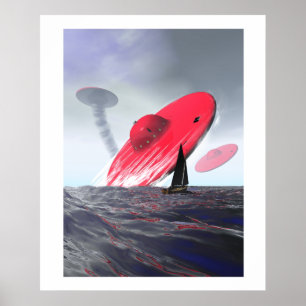 Röd Saucerattackaffisch Poster
