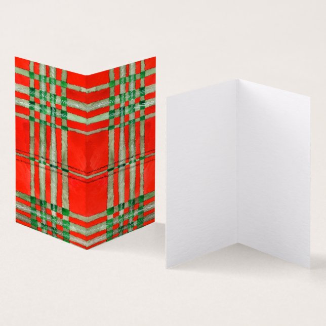 RÖD SCOTT RUTIG 3.5x2 Faltkort Kort (In- och utsida)