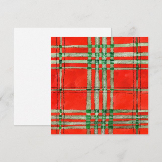 RÖD SCOTT TARTAN 5,25" Fyrkantigt platt kort (Fram/baksida)