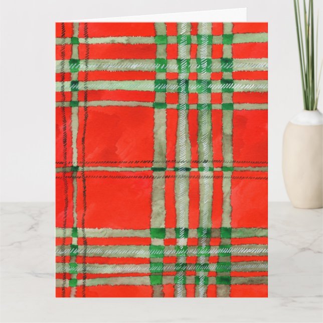 RÖD SCOTT TARTAN Stor Födelsedagskort Kort (Framsida)