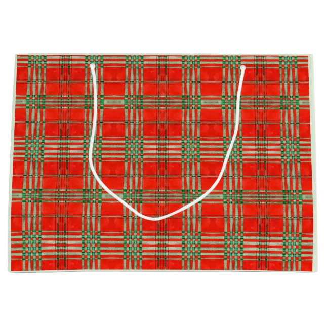 RÖD SCOTT TARTAN Stor presentpåse (Framsidan)