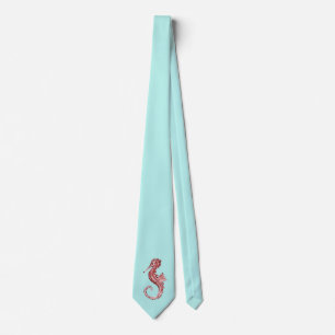 Röd seahorseturkostie slips