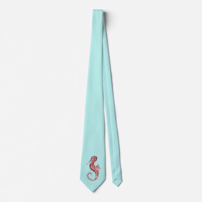 Röd seahorseturkostie slips (Framsida)