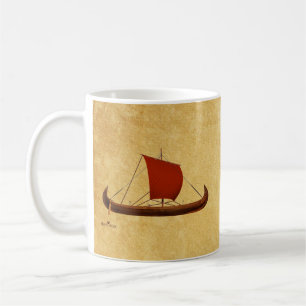 Röd segel Viking skepp II Kaffemugg
