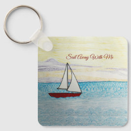 Röd segelbåt på väg med mig nyckelring