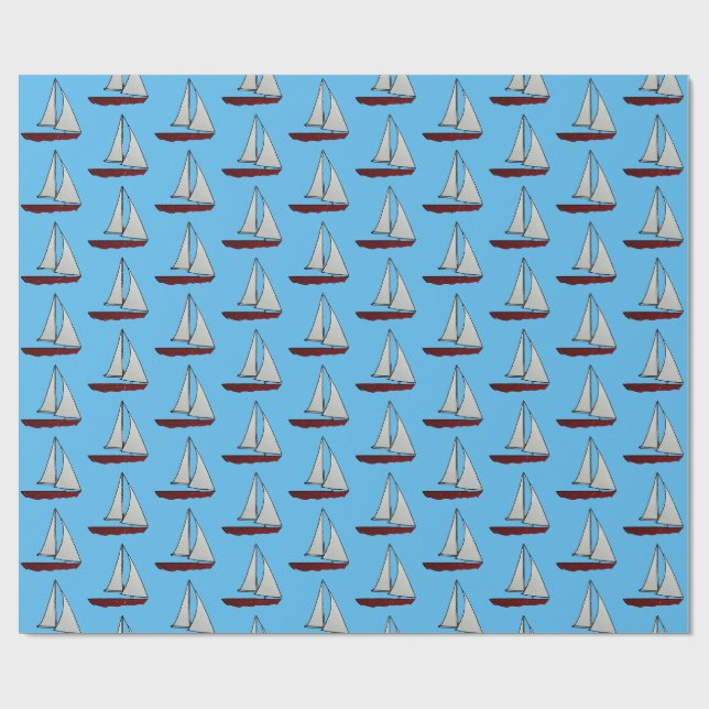 Röd segelbåt presentpapper (Platt)