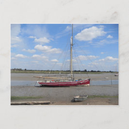 Röd segelbåt vykort