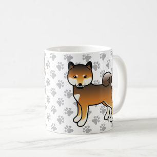 Röd sesam Shiba Inu Tecknad hund & Tass Kaffemugg