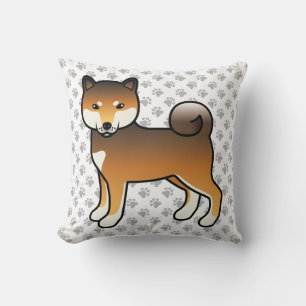 Röd sesam Shiba Inu Tecknad hund & tassar Kudde