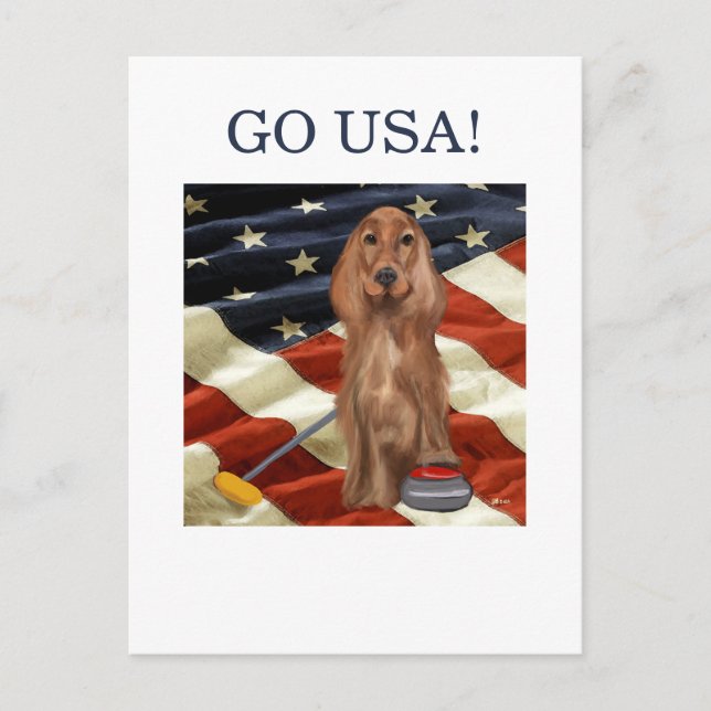 RÖD SETTER CURLING  VYKORT (Framsida)