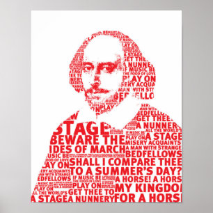 Röd Shakespeare-textdesign Poster