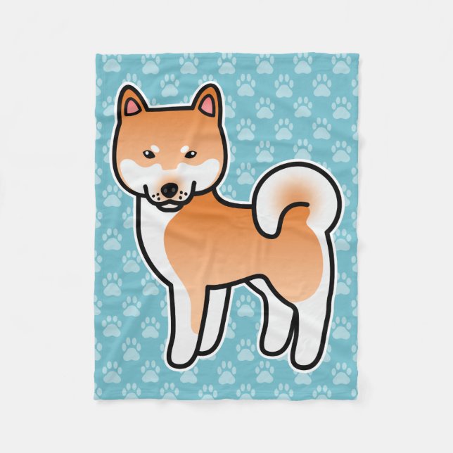 Röd Shiba Inu Hund Fleecefilt (Framsidan)