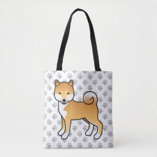 Röd Shiba Inu Söt Tecknad Hund & Tassar Tygkasse