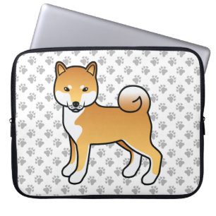 Röd Shiba Inu Söt Tecknad Hundillustration Laptop Fodral