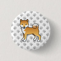 Röd Shiba Inu Söt Tecknad Hundillustration & Tassa