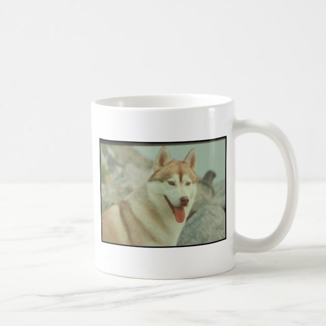 Röd siberian husky kaffemugg (Höger)