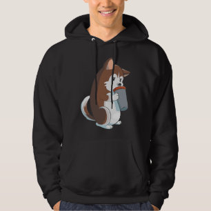 Röd Siberian husky som dricker en Kopp av kaffe Hoodie