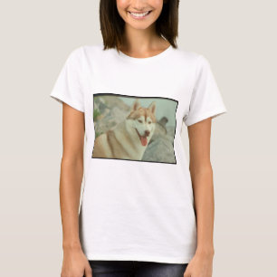 Röd siberian husky t-shirt