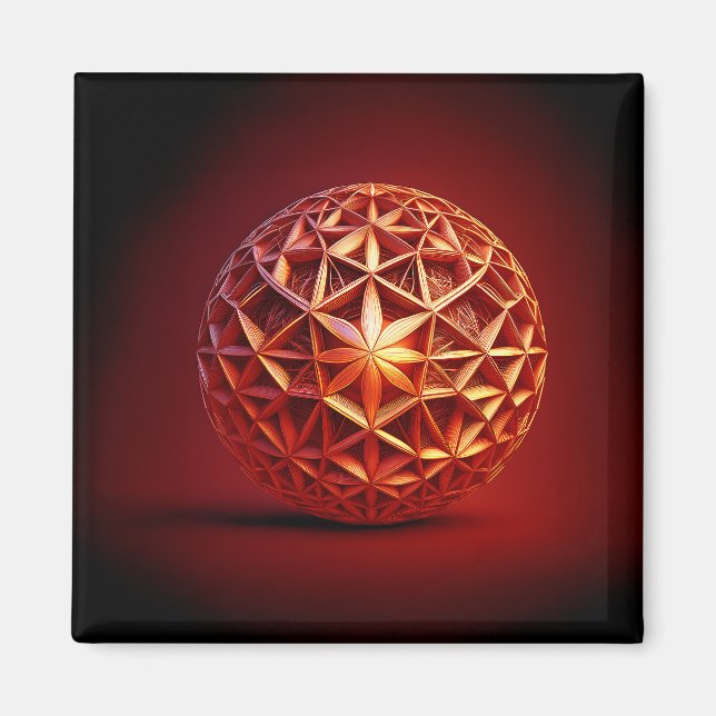 Röd Sierpinski-gackel fraktal Magnet (Framsidan)