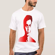 Röd sihuett, en man med ett oroat uttryck