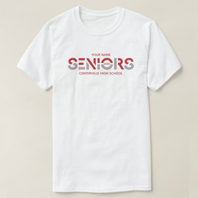Röd & Silver Grått 2-Färg-sensorer Skickat Brev T Shirt (Design framsida)