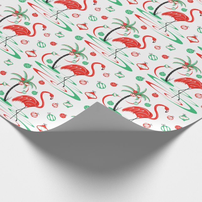 Röd sjal för gåva för julFlamingoBaubles Presentpapper (Hörn)
