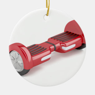 Röd själv-balansera sparkcykel julgransprydnad keramik