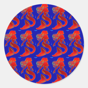 röd sjöjungfruar runt klistermärke