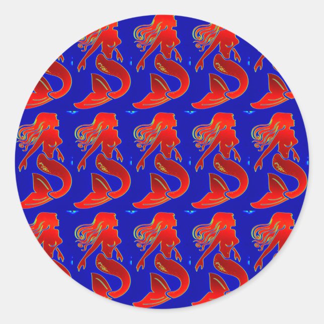 röd sjöjungfruar runt klistermärke (Framsida)