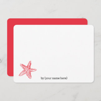 Röd sjöstjärna hav kustnära alla tillfällen tom anteckningskort