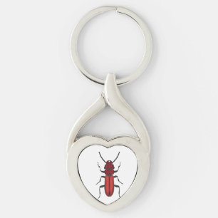Röd skalbagge twisted heart silverfärgad nyckelring