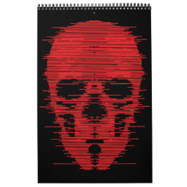 Röd Skalle Glitch Art Kalender