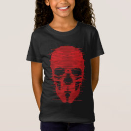 Röd Skalle Glitch Art T Shirt
