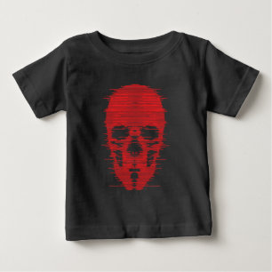 Röd Skalle Glitch Art T Shirt
