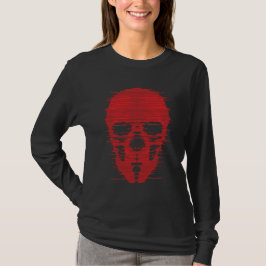 Röd Skalle Glitch Art T Shirt