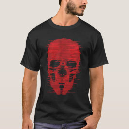 Röd Skalle Glitch Art T Shirt